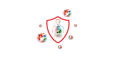 Coronavirus, COVID-19 microbe symbol isolated vector illustartion. Pathogen respiratory infection coronavirus prevention web banner, COVID -19 influenza pandemic poster background