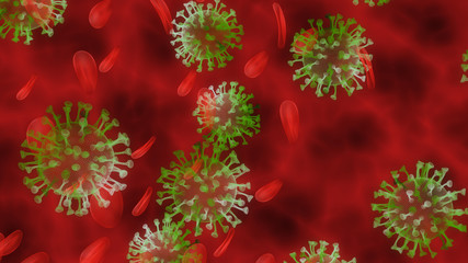 Coronavirus SARS-CoV-2. COVID-19 Chinese coronavirus under microscope. Coronavirus concept resposible for asian flu outbreak and coronaviruses influenza. Pandemic medical health risk 3D concept.