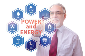 Energy mix concept with businessman