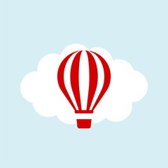 Fototapeta premium Hot air balloon icon flat illustration for graphic and web design isolated on blue background
