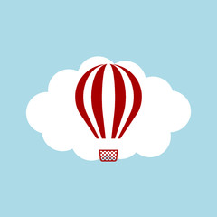 Fototapeta premium Hot air balloon icon flat illustration for graphic and web design isolated on blue background