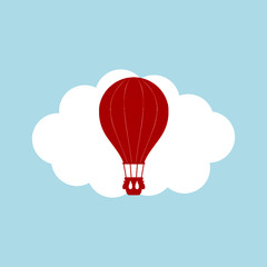 Fototapeta premium Hot air balloon icon flat illustration for graphic and web design isolated on blue background