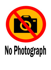 No photograph sign. Stop do not enter vector icon isolated on orange background. Restriction icon