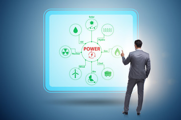 Energy mix concept with businessman