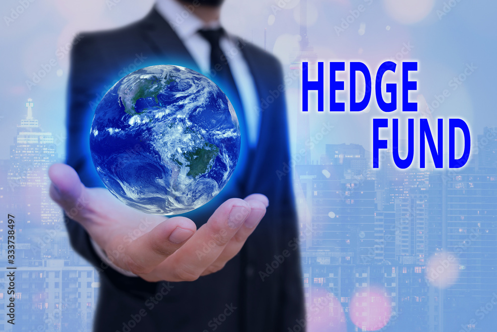 Poster conceptual hand writing showing hedge fund. concept meaning basically a fancy name for an alternativ