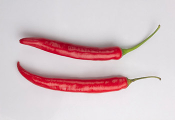 Red chili peppers isolated on white
