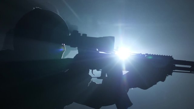 special forces with weapons and sniper sights silhouettes