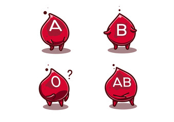 Blood group in shiny cartoon comic style. Blood advertising clipart for healthcare purpose such as donation, knowledge content, medical campaign etc.