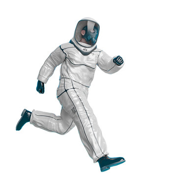 Man In A Biohazard Suit Is Running