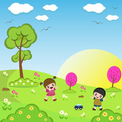 Obraz na płótnie Canvas children playing in park