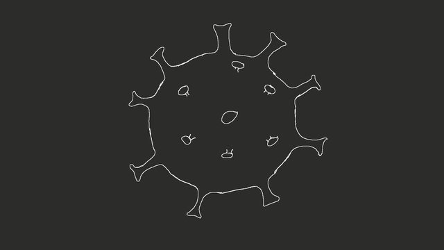 Coronavirus white hand-drawn animation with alpha channel