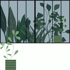 glass decor and jungle decor plant illustration