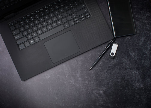 Black on black desktop background with room for text and all black and gray tones