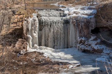 Niagara Escarpment frozen waterfall, Fonferek Glen Co. Park, Brown Co., WI.