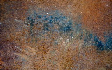 The texture of a rusty metal sheet of iron in sunlight