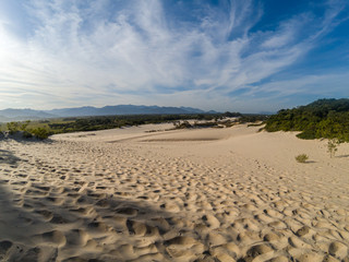 Dunes with footprint marks on Gamboa beach - Santa Catarina, Brazil