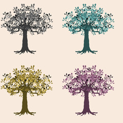  four tree design various color