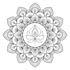 Ethnic ornament for greeting card, Henna drawing and tattoo template. Vector illustration