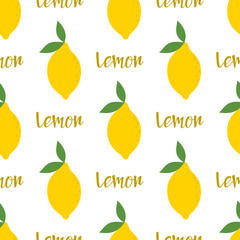 cute lemon seamless pattern isolated on white background