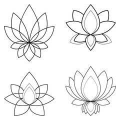 Set of four ethnic ornaments for greeting card, Henna drawing and tattoo template. Vector illustration