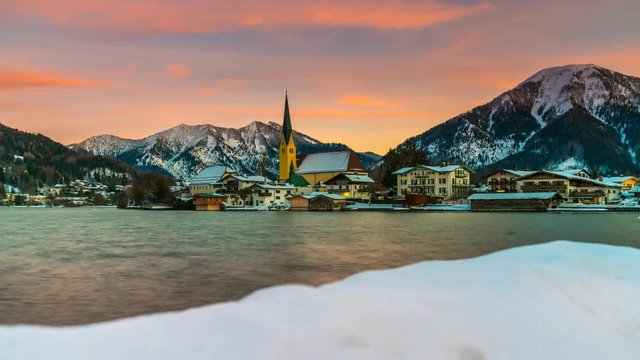Tegernsee lake bavaria alps winter with snow time lapse germany natue landscapes