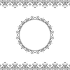 Ethnic ornament for greeting card, Henna drawing and tattoo template. Vector illustration