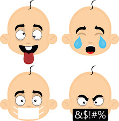 Vector illustration of expressions of a baby's face cartoon
