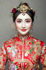 Beautiful asian bride in Ming Dynasty vintage dress