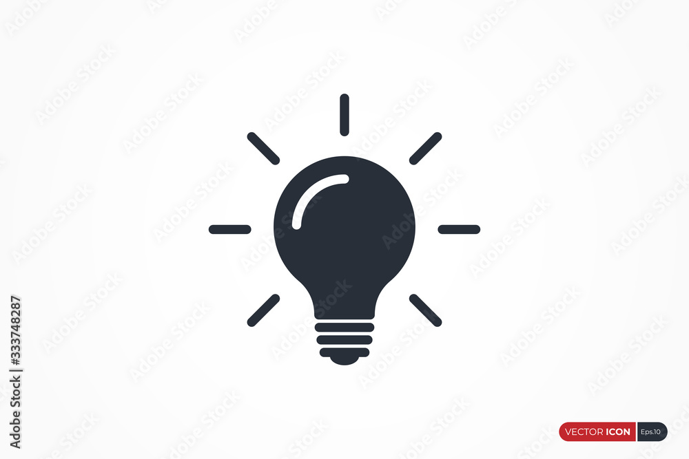 Poster light lamp bulb icon isolated on white background. flat vector icon design template element.