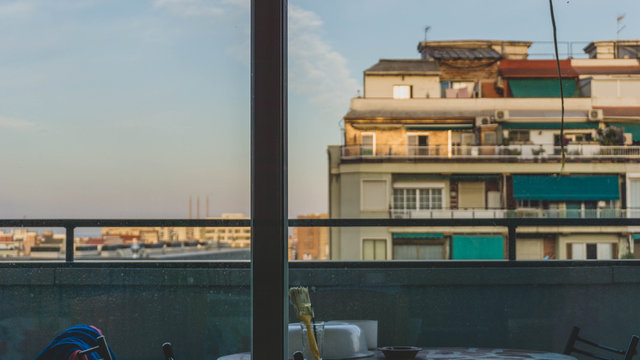 Vistas de los edificios al atardecer