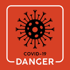 Coronavirus warning and attention icon. Simple flat logo template for medical Infographic. Isolated vector.