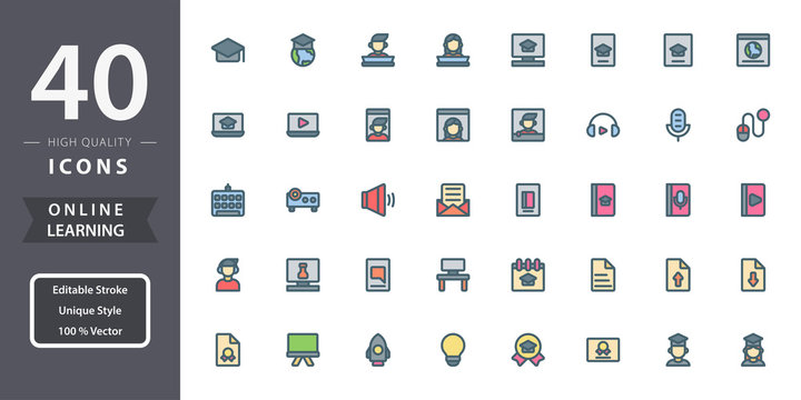 Virus icon pack in lineal color style. Modern design icon, symbol, logo and illustration. Vector graphics illustration and editable stroke. Good to use as health care and medical graphic asset.