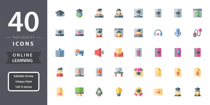 Virus icon pack in flat style. Modern design icon, symbol, logo and illustration. Vector graphics illustration and editable stroke. Good to use as health care and medical graphic asset.