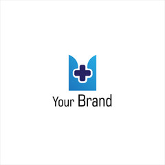 Fototapeta premium A health logo with illustrations of blue buildings for your business, hospital and laboratory needs