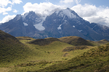 Paine Mountain Range in the Torres del Paine National Park.