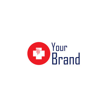 A health logo with illustrations of white crosses for your hospital and laboratory needs