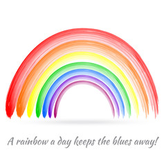 Image of Bright Brush Painted Rainbow Isolated on White