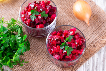 Vinaigrette. Beet Salad. Salad of beetroot.