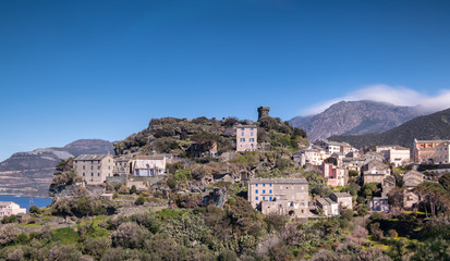 Fototapeta na wymiar The small beautiful village of Nonza, in the Cap Corse