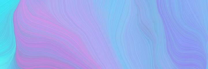 Obraz premium elegant landscape orientation graphic with waves. smooth swirl waves background illustration with light pastel purple, sky blue and turquoise color