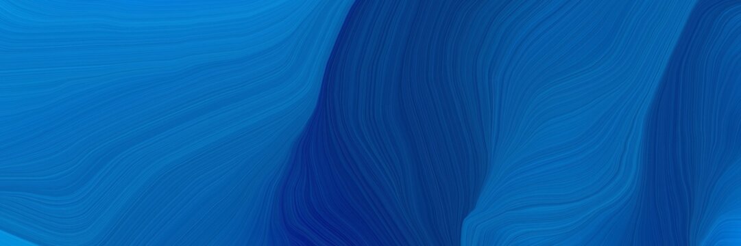 smooth futuristic background banner with strong blue and midnight blue color. elegant curvy swirl waves background design © Eigens