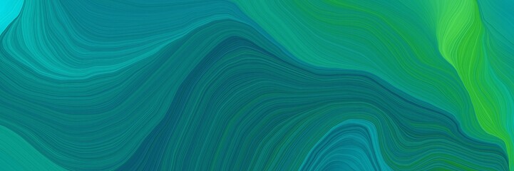 smooth landscape orientation graphic with waves. curvy background design with teal, lime green and light sea green color