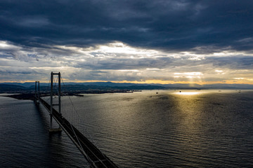 Fototapeta premium aerial view of fatih sultan mehmed bridge