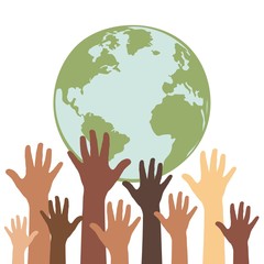 Planet earth and the hands of people