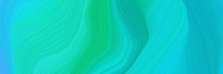 smooth futuristic banner background with dark turquoise, light sea green and medium sea green color. modern soft swirl waves background design