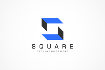 Abstract Letter S Square Logo. Blue Geometric Double Arrow. Usable for Business, Real Estate, Construction, Architecture and Building Logos. Flat Vector Logo Design Template Element.