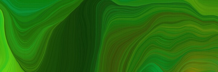 smooth creative banner with forest green, lime green and very dark green color. smooth swirl waves background illustration