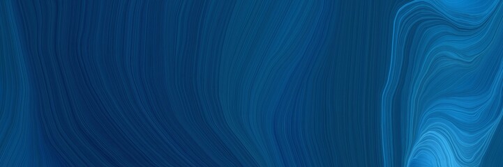 elegant landscape orientation graphic with waves. modern soft curvy waves background illustration with midnight blue, steel blue and strong blue color