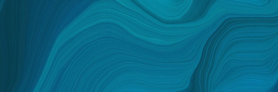smooth creative banner with teal, very dark blue and dark cyan color. modern curvy waves background design © Eigens