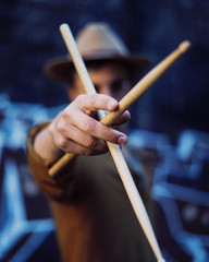 Young man playing drums